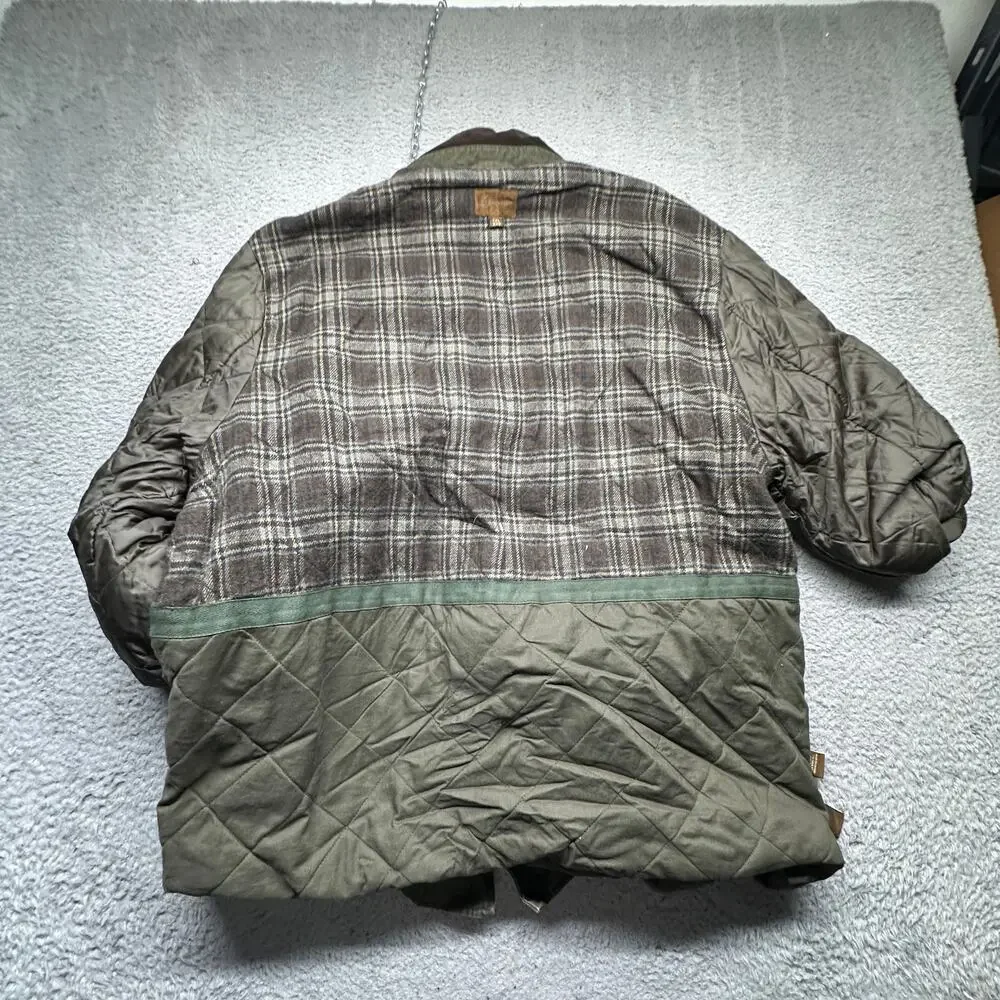 Vintage St Johns Bay Flannel Plaid Lined Barn Chore Field Coat Mens XXL Green